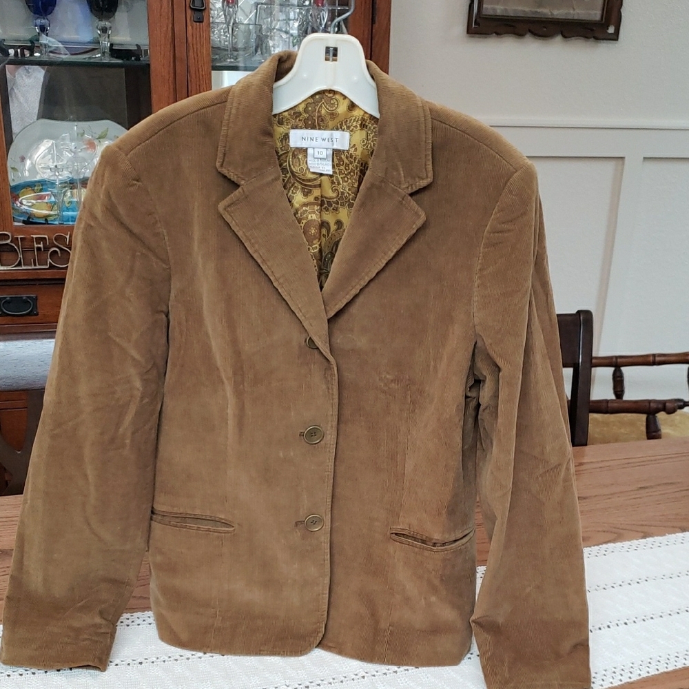 Nine West, Caramel Small Pinwail Cordouroy Women's Jacket